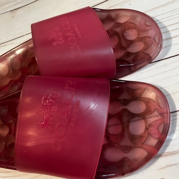 Coach Alyssa Pool Slides Pink Sz 8 Women - Picture 6 of 11
